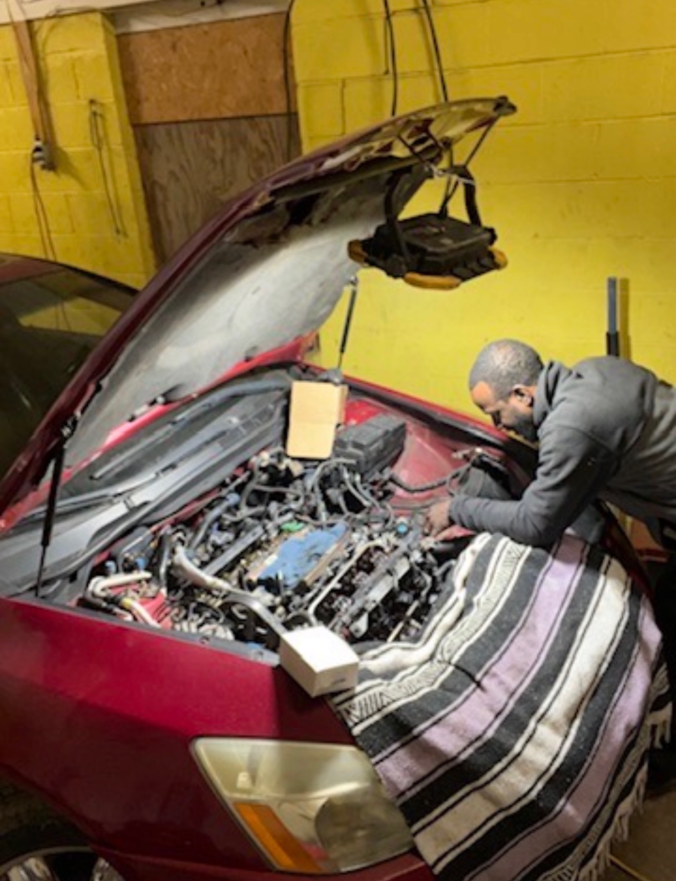 Engine bay diagnostics and repair work